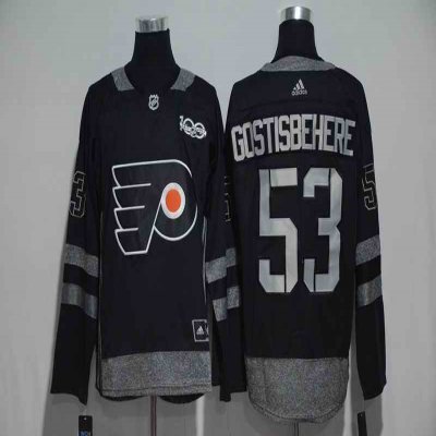 Philadelphia Flyers #53 Shayne Gostisbehere Black Men's 1917-2017 100th  Anniversary Stitched NHL Jersey