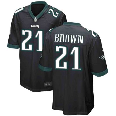 Men's Philadelphia Eagles #21 Sydney Brown Black Stitched Game Jersey