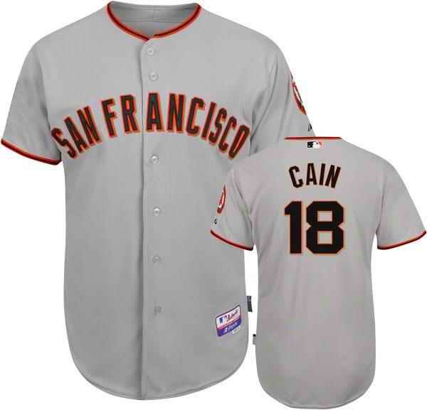 Giants #18 Matt Cain Grey Stitched MLB Jersey