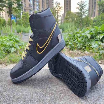 Men's Running Weapon Air Jordan 1 High Top  Black Shoes 482