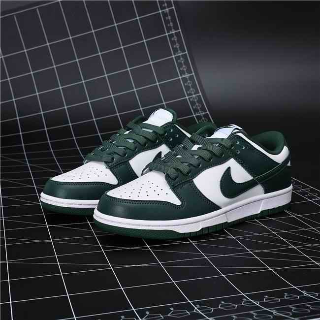 Men's Dunk Low White/Green Shoes 0283