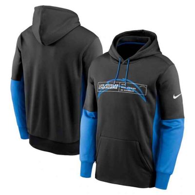 Men's Los Angeles Chargers Black Color Block Fleece Performance Pullover Hoodie