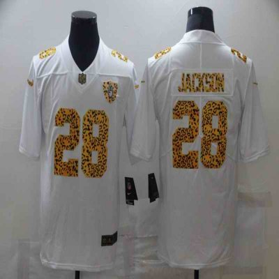 Men's Las Vegas Raiders #28 Josh Jacobs 2020 White Leopard Print Fashion Limited Stitched Jersey