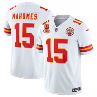 Men's Kansas City Chiefs #15 Patrick Mahomes White 2024 F.U.S.E. With NKH Patch And 4-star C Patch Vapor Untouchable Limited Stitched Jersey