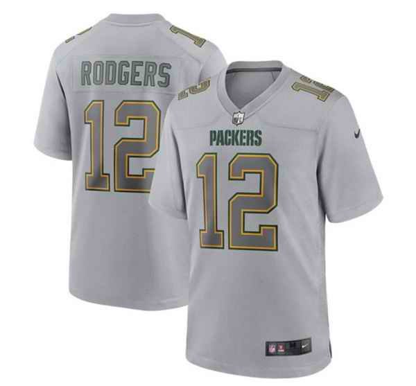 Men's Green Bay Packers #12 Aaron Rodgers Gray Atmosphere Fashion Stitched Game Jersey