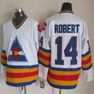 Avalanche #14 Rene Robert White CCM Throwback Stitched NHL Jersey