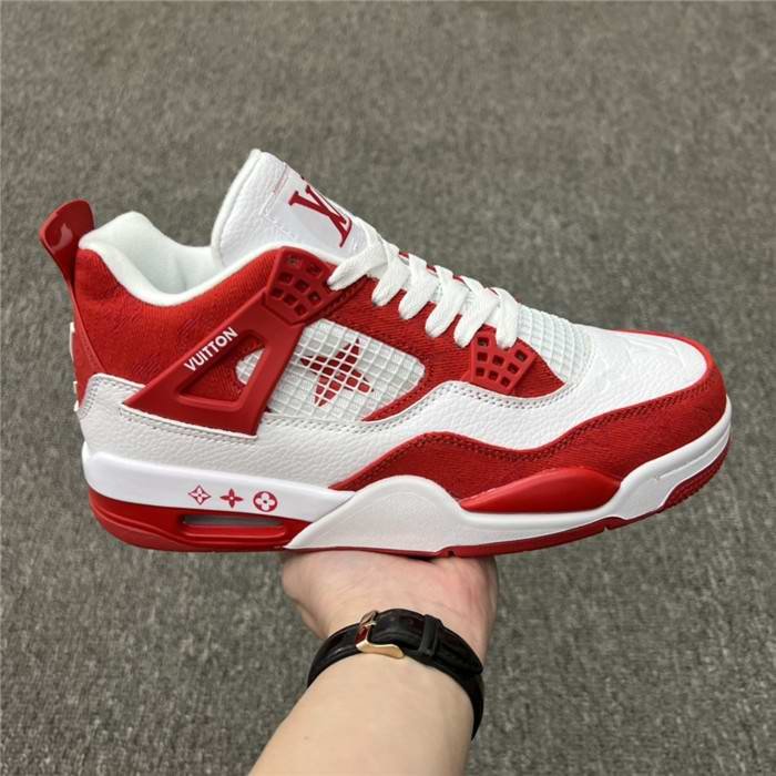 Women's Running weapon Air Jordan 4 Louis Vuitton x White/Red Shoes 066