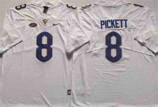 Men's Pittsburgh Panthers #8 PICKETT White Stitched Football Jersey