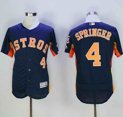 Astros #4 George Springer Navy Blue Flexbase Authentic Collection Stitched MLB Jersey