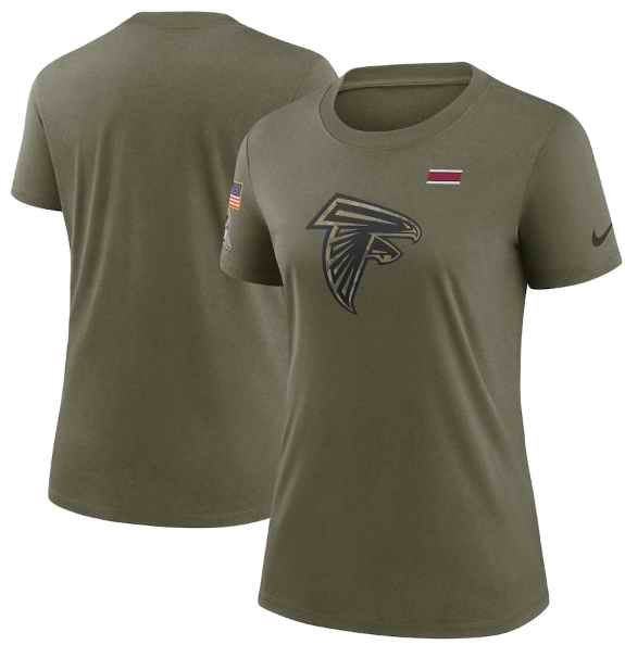 Women's Atlanta Falcons Olive 2021 Salute To Service T-Shirt (Run Small)