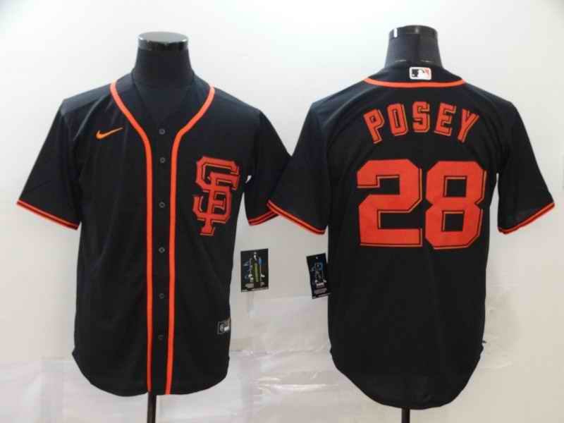 Men's San Francisco Giants #28 Buster Posey Black Cool Base Stitched MLB Jersey