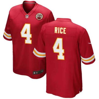 Men's Kansas City Chiefs #4 Rashee Rice Red Stitched Game Football Jersey