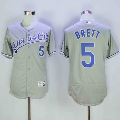 Royals #5 George Brett Grey Flexbase Authentic Collection Stitched MLB Jersey