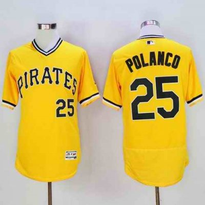 Pirates #25 Gregory Polanco Gold Flexbase Authentic Collection Cooperstown Stitched MLB Jersey