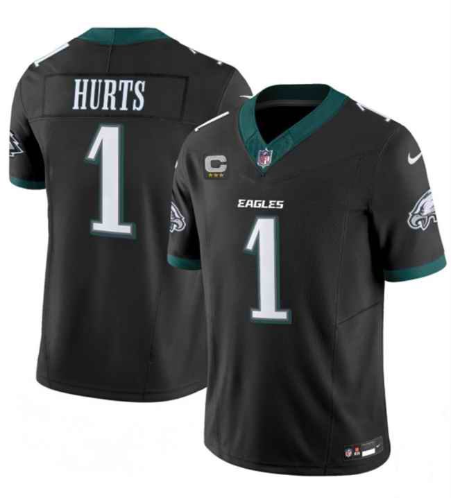 Men's Philadelphia Eagles #1 Jalen Hurts Black 2024 New  F.U.S.E. Vapor Untouchable Limited Stitched Football Jersey