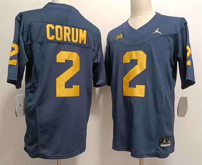 Men's Michigan Wolverines #2 Blake Corum 2023 F.U.S.E. Navy Stitched Jersey