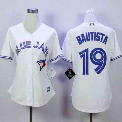 Blue Jays #19 Jose Bautista White Women's Fashion Stitched MLB Jersey