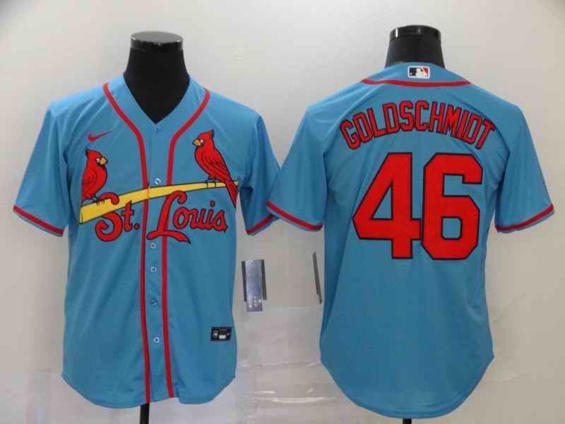 Men's St. Louis Cardinals #46 Paul Goldschmidt Blue Cool Base Stitched MLB Jersey