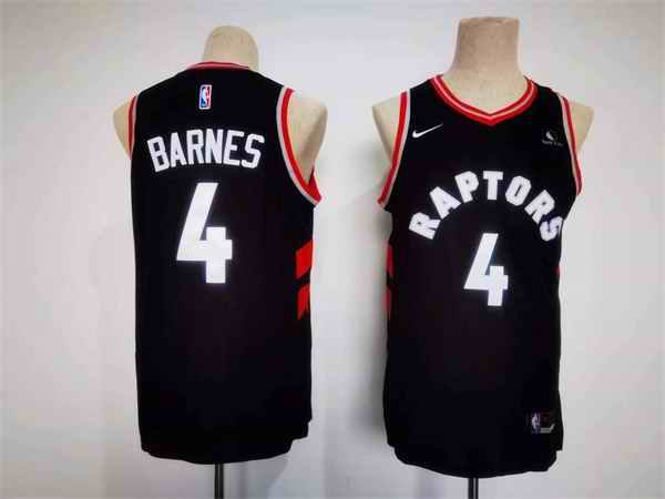 Men's Toronto Raptors #4 Scottie Barnes Black Stitched Basketball Jersey