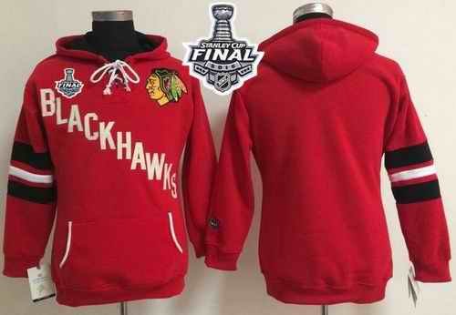 Chicago Blackhawks Blank Red Women's Old Time Heidi 2015 Stanley Cup NHL Hoodie