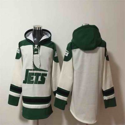 Men's New York Jets Blank White Ageless Must-Have Lace-Up Pullover Hoodie