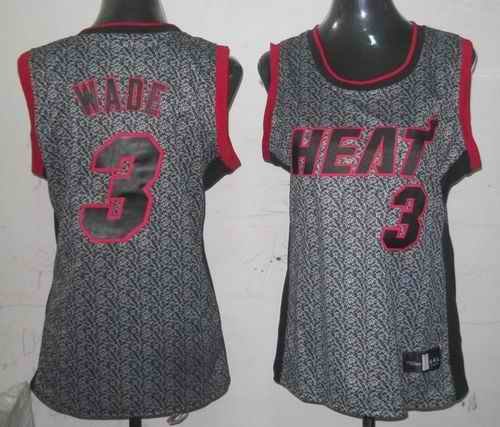 Heat #3 Dwyane Wade Grey Women's Static Fashion Stitched NBA Jersey