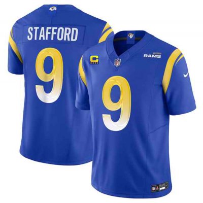 Men's Los Angeles Rams #9 Matthew Stafford Blue 2023 F.U.S.E. With  4-Star C Patch Vapor Untouchable Limited Stitched Football Jersey