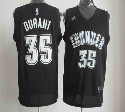 Thunder #35 Kevin Durant Black/White Stitched NBA Jersey