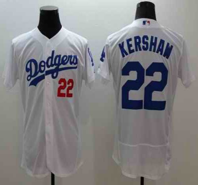 Dodgers #22 Clayton Kershaw White Flexbase Authentic Collection Stitched MLB Jersey