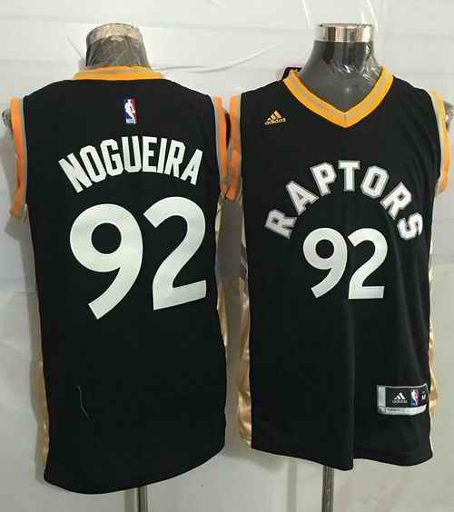 Raptors #92 Lucas Nogueira Black/Gold Stitched NBA Jersey