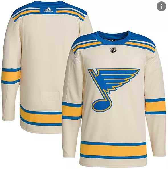 Men's St. Louis Blues Blank Cream 2022 Winter Classic Stitched Jersey