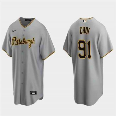 Men's Pittsburgh Pirates #91 Ji Man Choi Grey Cool Base Stitched Baseball Jersey