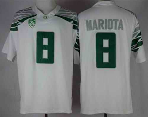 Ducks #8 Marcus Mariota White Mach Speed Limited Stitched NCAA Jersey