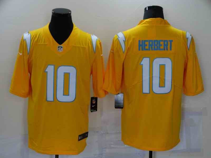 Men's Los Angeles Chargers #10 Justin Herbert Gold Inverted Legend Stitched Football Jersey