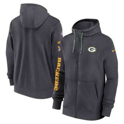 Men's Green Bay Packers Heather Charcoal 2024 Team Full-Zip Hoodie