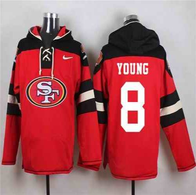 Nike 49ers #8 Steve Young Red Player Pullover NFL Hoodie