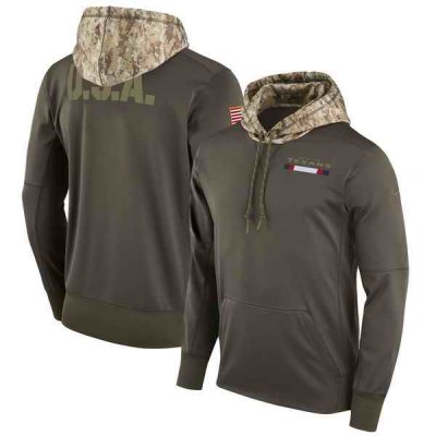 Men's Houston Texans Nike Olive Salute to Service Sideline Therma Pullover Hoodie