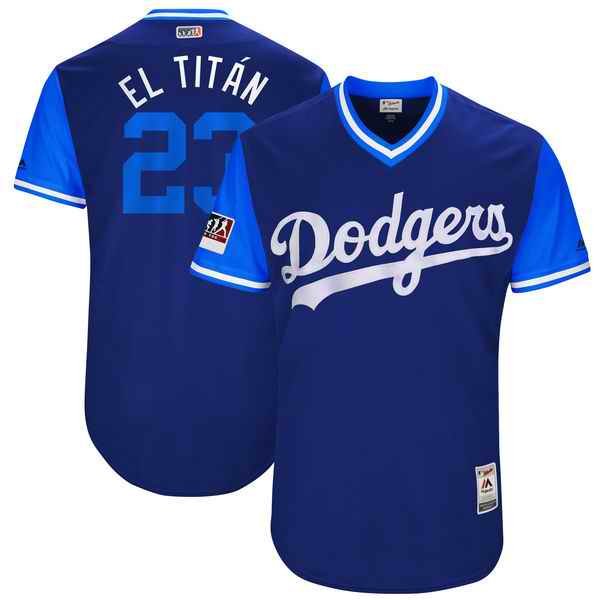 Men's Los Angeles Dodgers #23 Adrian Gonzale El Titan Majestic Royal Players Weekend Authentic Stitched MLB Jersey