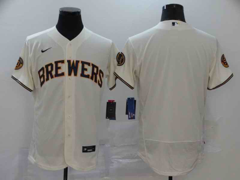 Men's Milwaukee Brewers Blank 2020 White Flex Base Stitched MLB Jersey