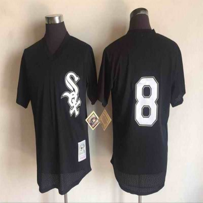 Men's White Sox  #8 Bo Jackson Mitchell And Ness Black 1993 Throwback Stitched MLB Jersey