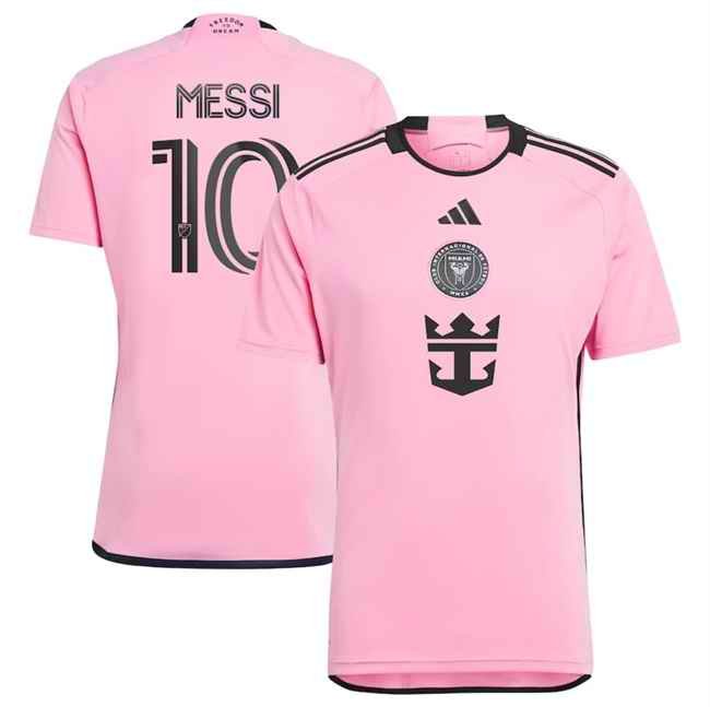 Men's Inter Miami CF #10 Lionel Messi Pink 2024-25 Home Soccer Jersey