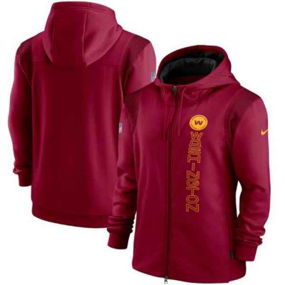 Men's Washington Football Team 2021 Burgundy Sideline Team Performance Full-Zip Hoodie