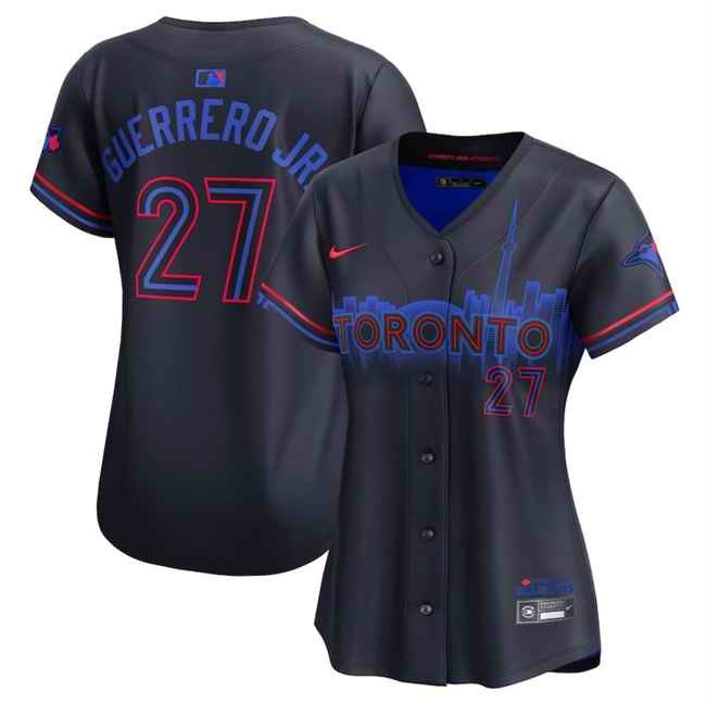 Women's Toronto Blue Jays #27 Vladimir Guerrero Jr. Navy 2024 City Connect Limited Stitched Baseball Jersey(Run Small)