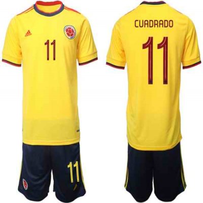 Men's Columbia #11 Cuadrado Yellow Home Soccer Jersey Suit