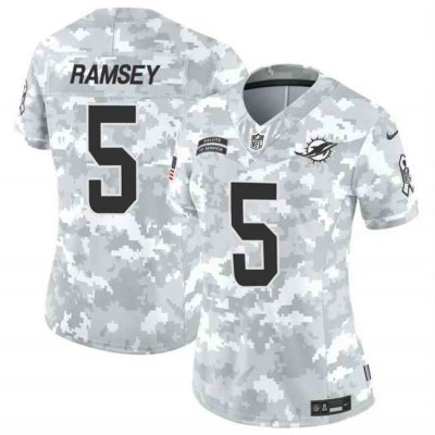 Women's Miami Dolphins #5 Jalen Ramsey 2024 F.U.S.E Arctic Camo Salute to Service Limited Stitched Football Jersey(Run Small)