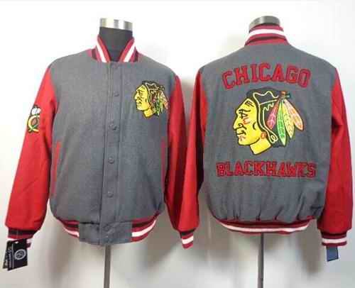 Chicago Blackhawks Satin Button-Up Grey NHL Jacket