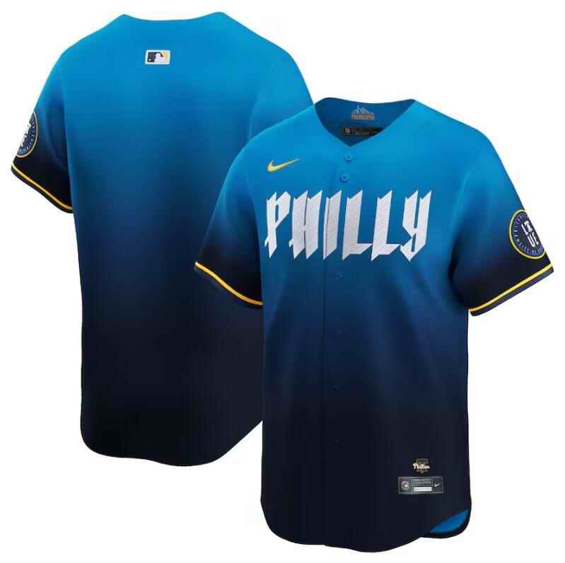 Men's Philadelphia Phillies Blank Blue 2024 City Connect Limited Stitched Jersey