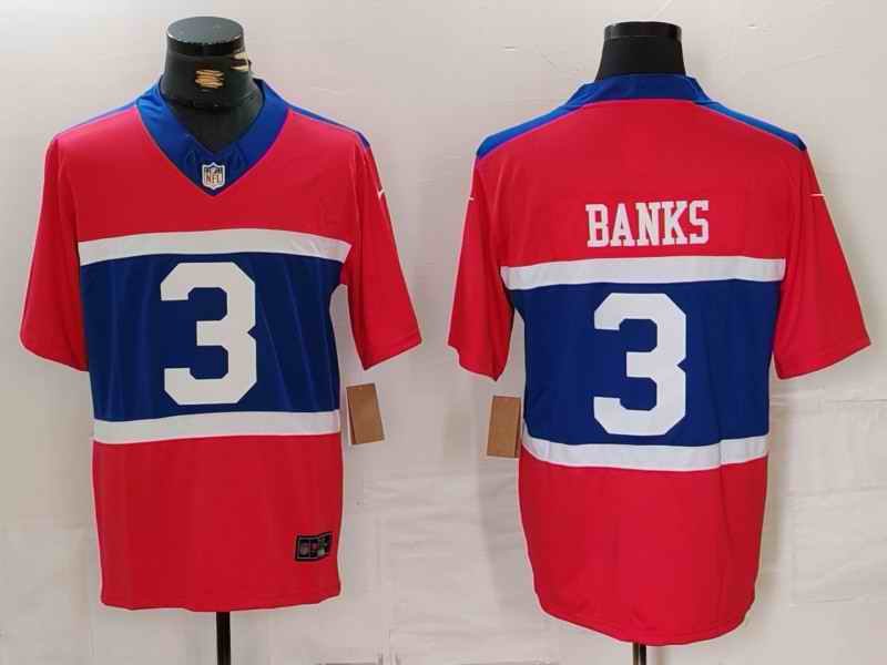 Men's New York Giants #3 Deonte Banks Century Red Alternate Vapor F.U.S.E. Limited Stitched Football Jersey