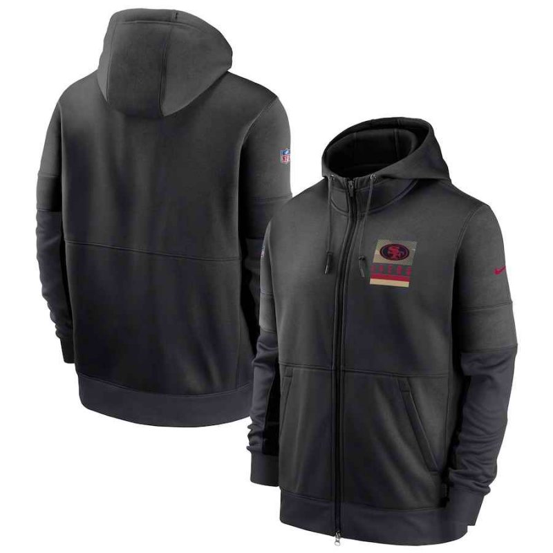 Men's San Francisco 49ers Black Sideline Impact Lockup Performance Full-Zip Hoodie