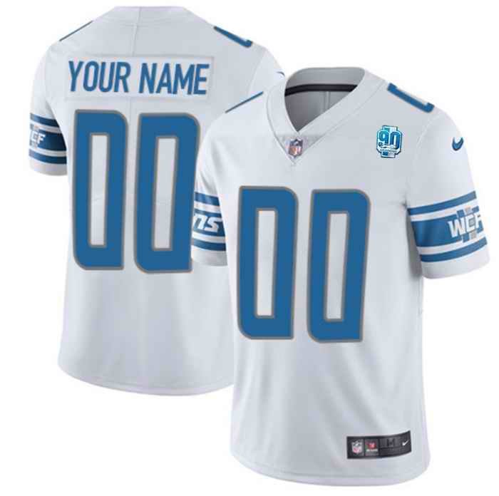 Men's Detroit Lions Active Player Custom White  90th Anniversary Vapor Untouchable Limited Stitched Jersey